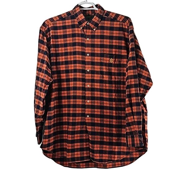 Lauren Ralph Lauren Mens Sz XL Orange Plaid Logo Button Down Long Sleeve Shirt - Picture 10 of 11